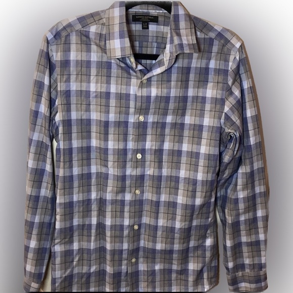 Banana Republic Other - BANANA REPUBLIC💫Mens Blue/Gray Plaid Non-Iron Dress Shirt